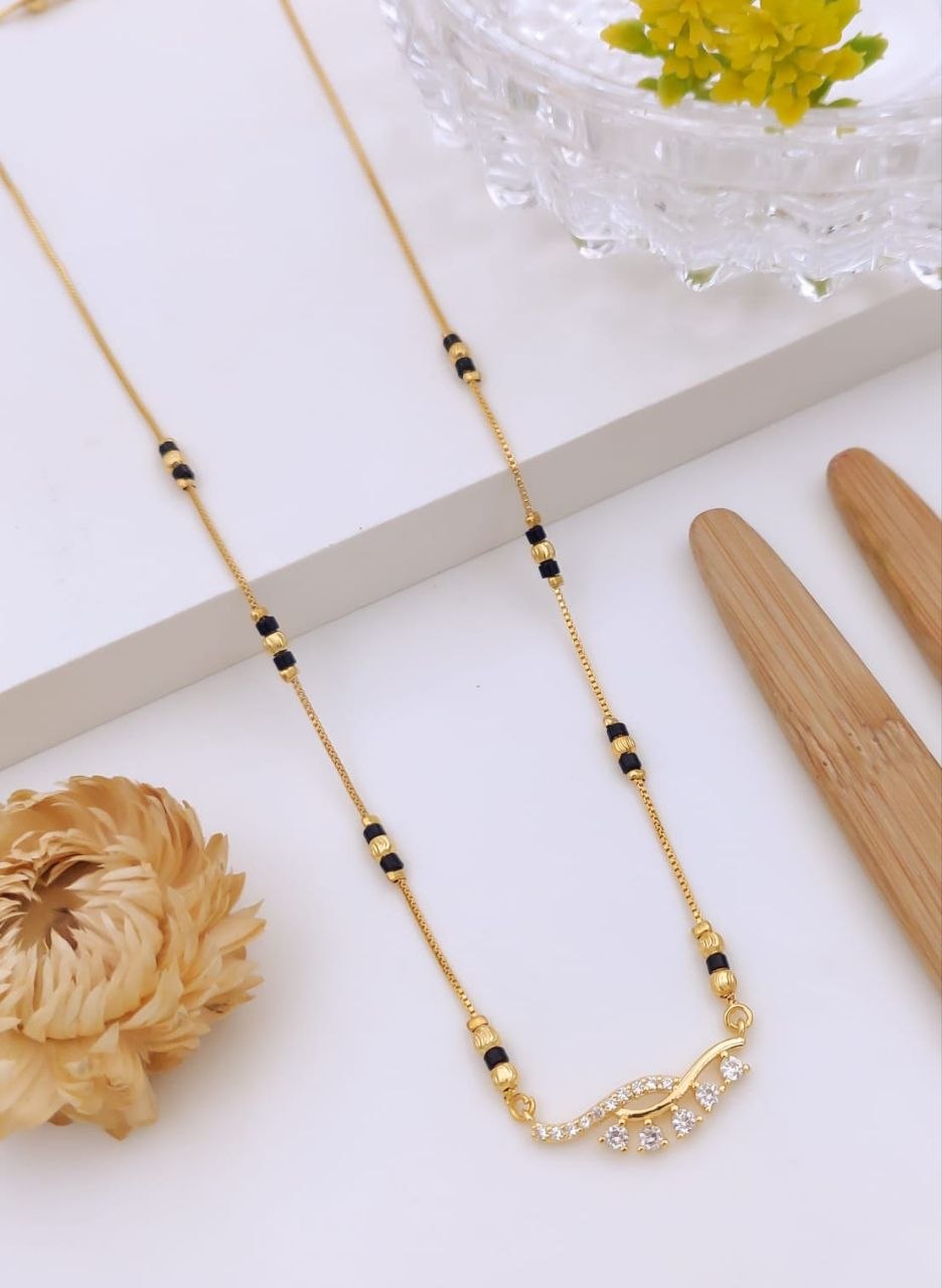 Graceful Single-Chain CZ Studded Charm Mangalsutra