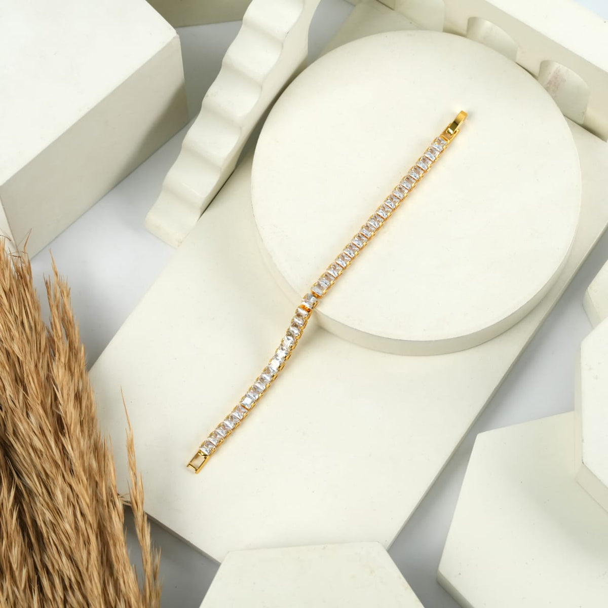 Elegant Silver & Black Baguette-Cut Cubic Zirconia Tennis Bracelet
