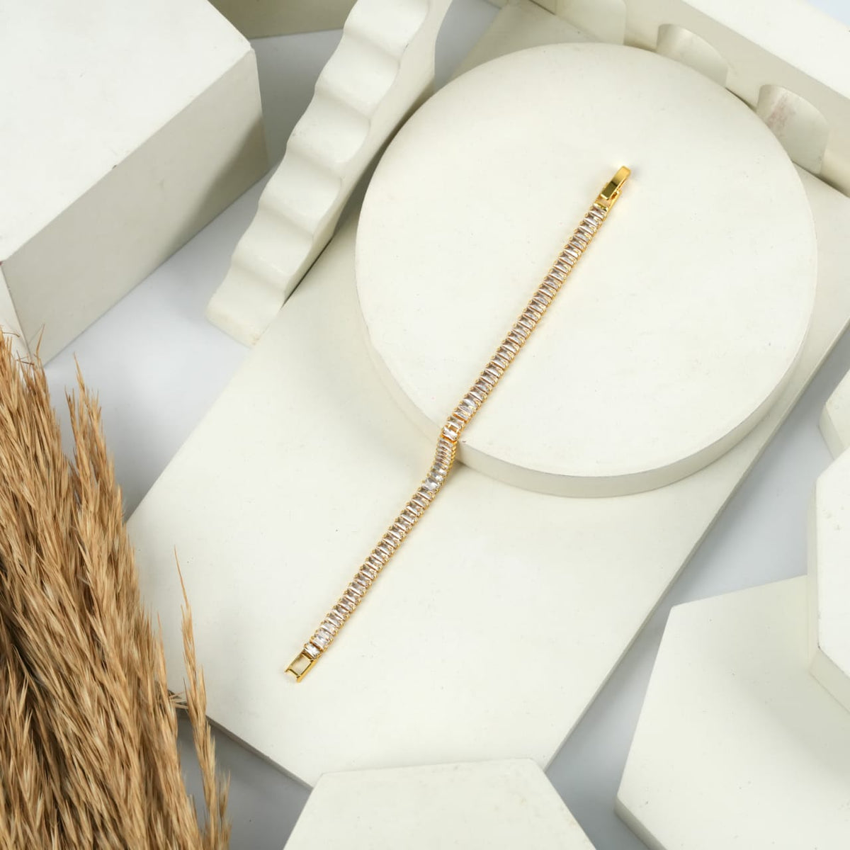 Radiant Gold Baguette-Cut Cubic Zirconia Tennis Bracelet
