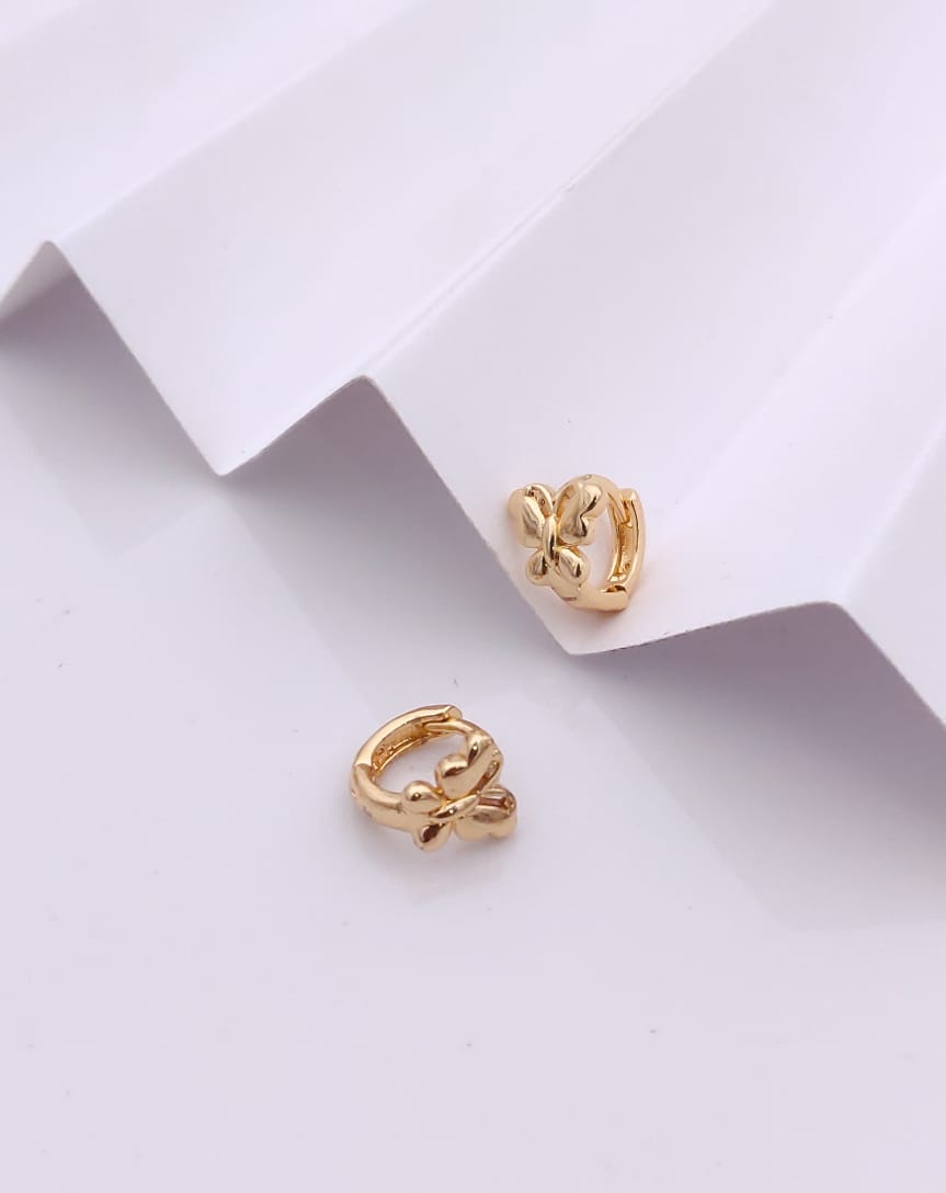 Whimsical Gold-Tone Butterfly Accent Huggie Hoop Earrings