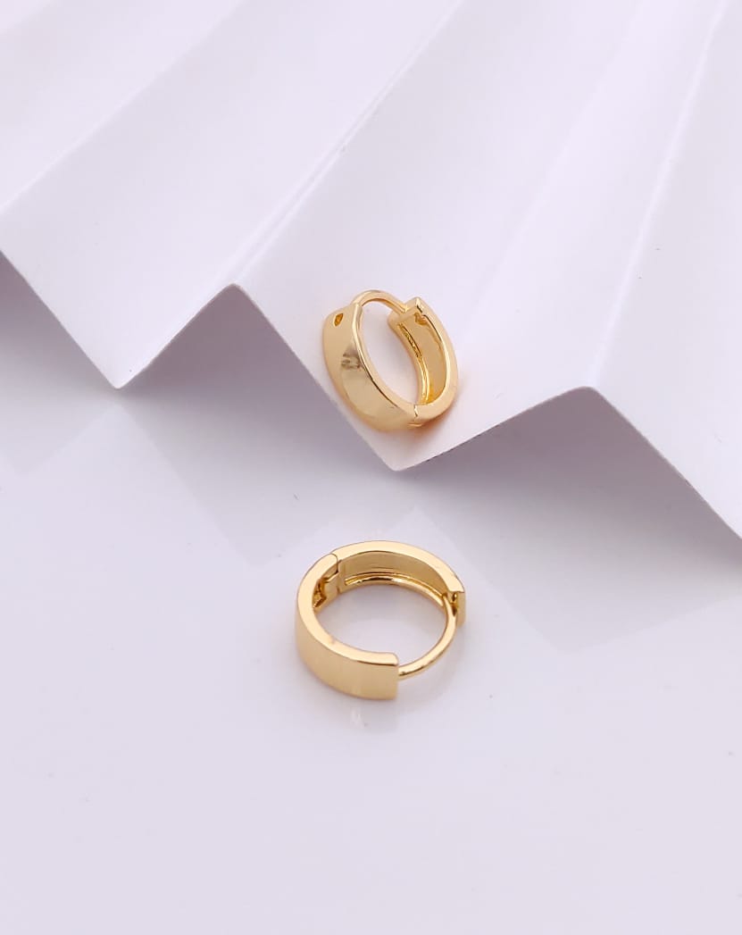Classic Polished Gold-Tone Wide Huggie Hoop Earrings