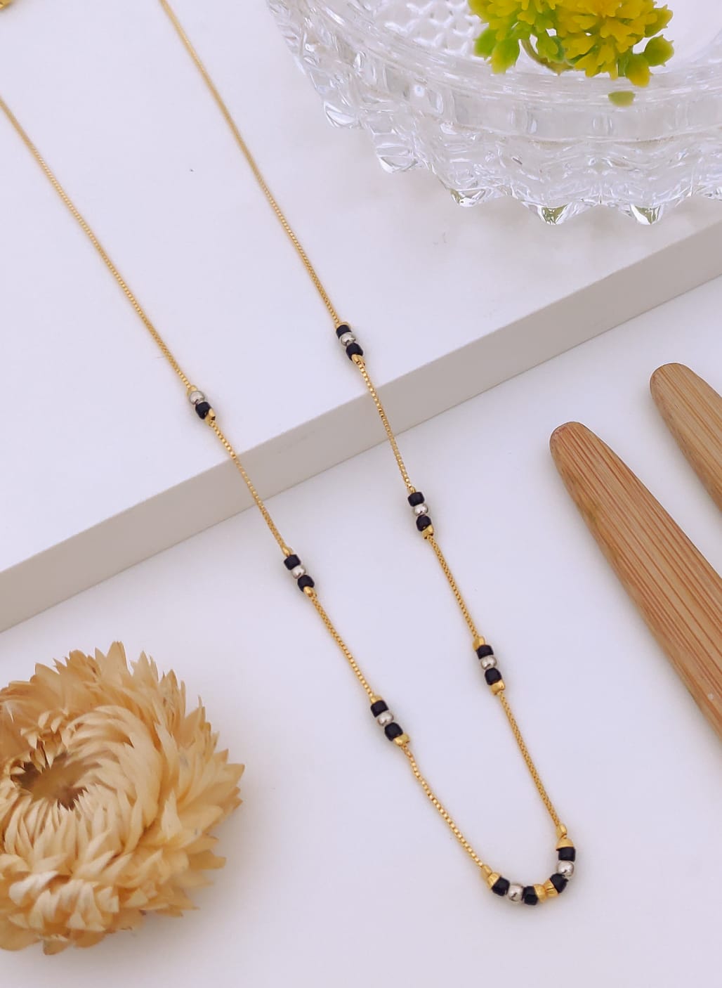 Elegant Two-Tone Beaded Gold Mangalsutra