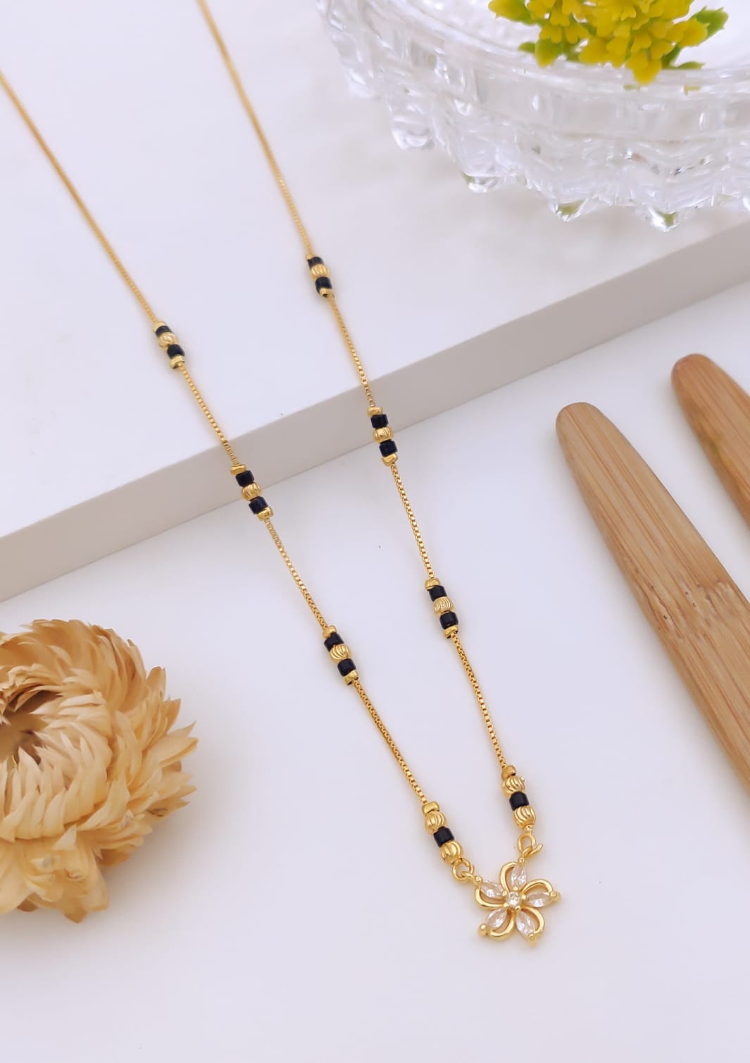 Elegant Floral CZ Gold Mangalsutra