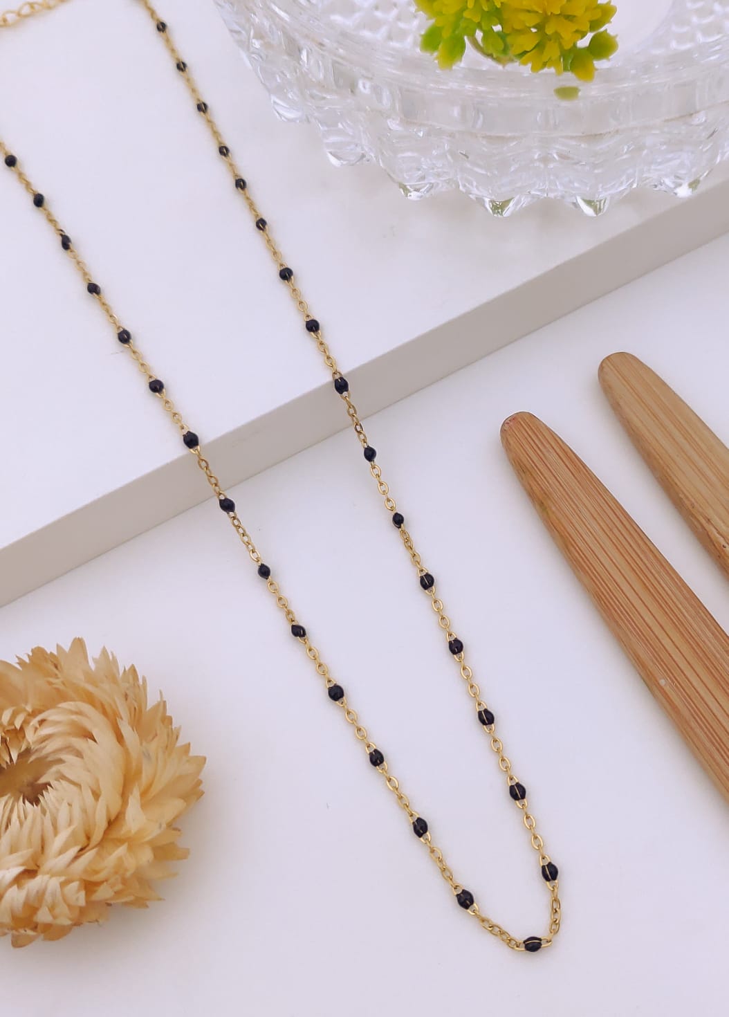 Elegant Minimalist Beaded Gold Chain Mangalsutra