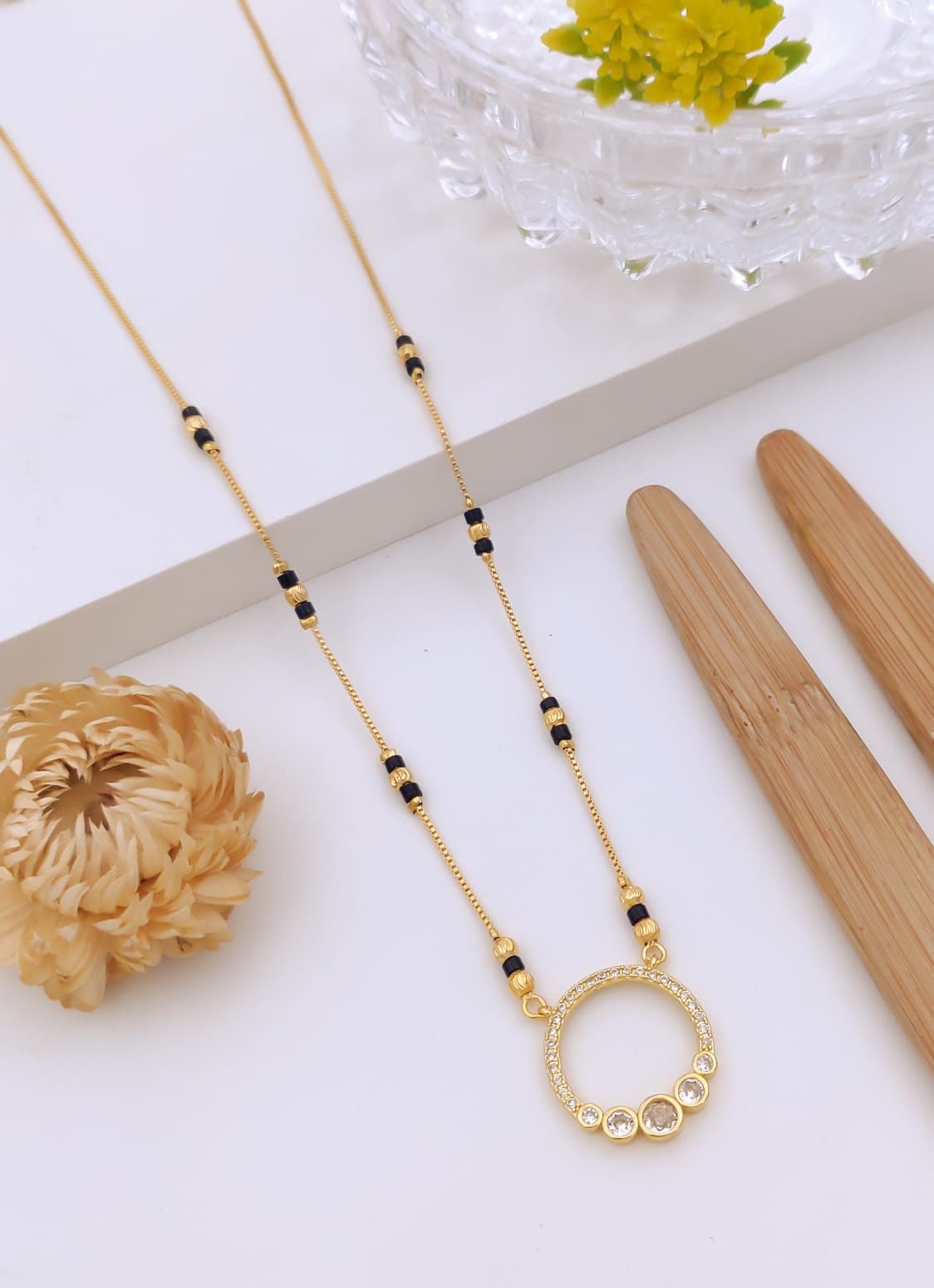 Elegant Circular CZ Gold Mangalsutra