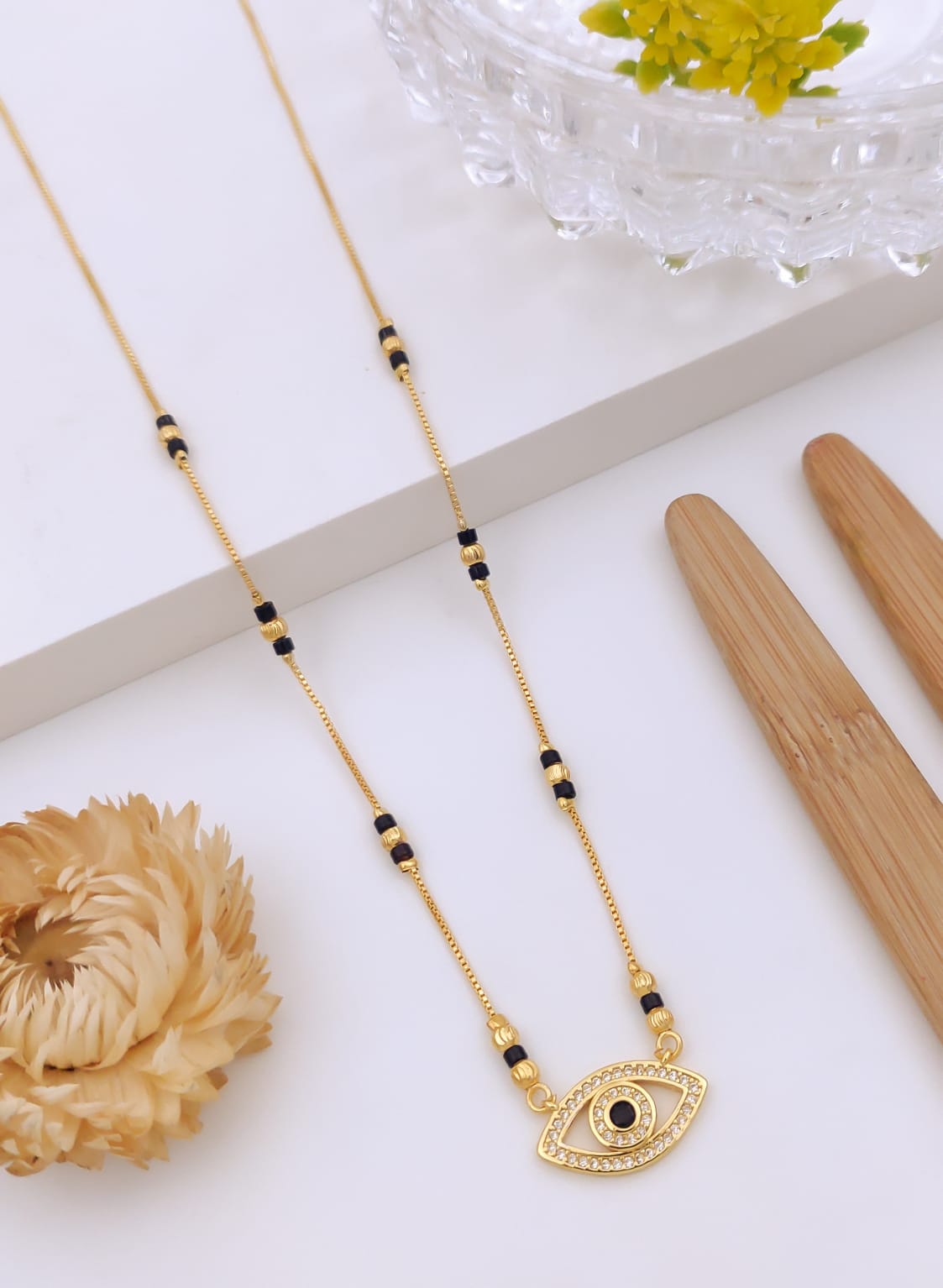 Elegant Evil Eye CZ Gold Mangalsutra