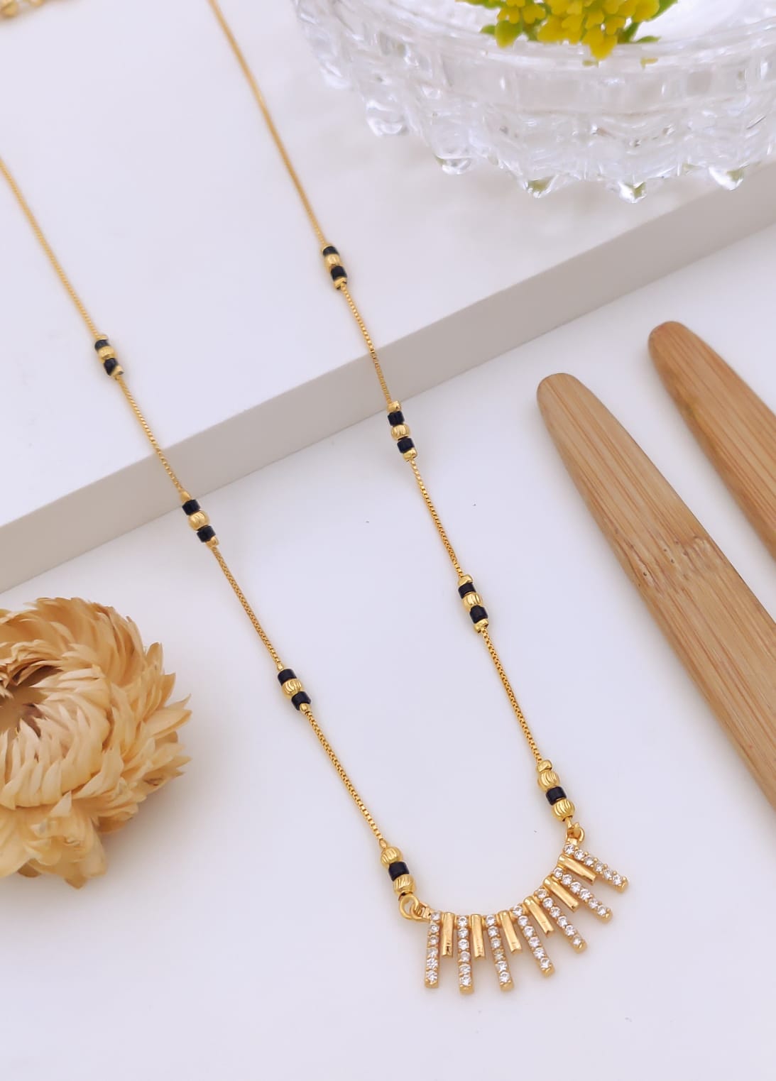 Elegant Fringe Bar CZ Gold Mangalsutra