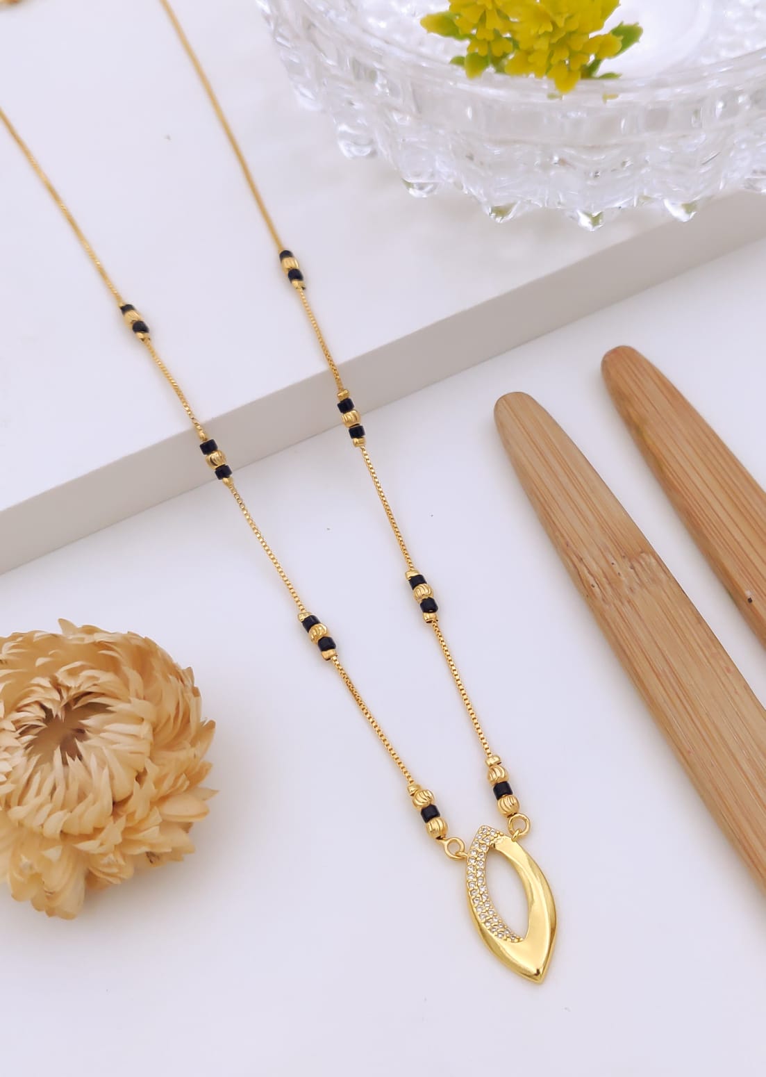 Elegant Oval CZ Gold Mangalsutra