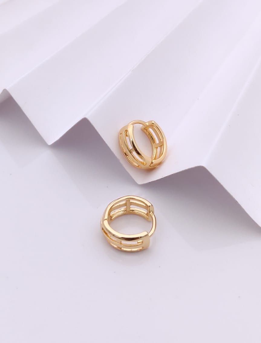 Minimalist Gold-Tone Multi-Row Cage Huggie Hoop Earrings